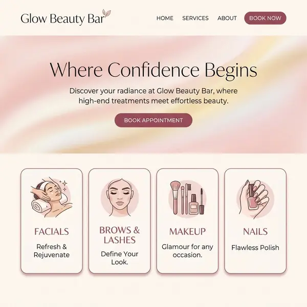 Glow Beauty Bar website design in West Yorkshire by LS8 Digital